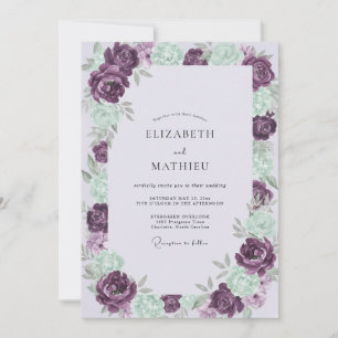 Amethyst-Seegras Gemalte Hochzeit Einladung
