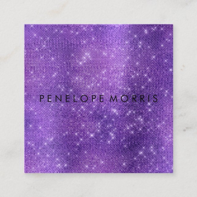 Amethyst Sparkle Glitzer Beauty Stylist Quadratische Visitenkarte (Vorderseite)