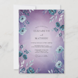 Amethyst-Stahl-Gemalte Hochzeit Einladung