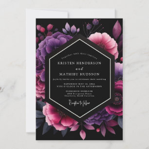 Amethyst-Stimmungs-Hochzeit mit Blumen Einladung