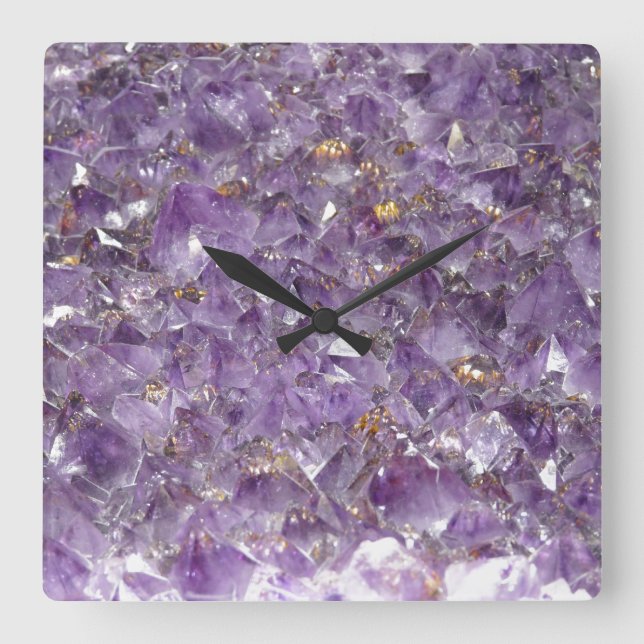 Amethyst Stone Wall Clock Quadratische Wanduhr (Vorderseite)