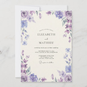 Amethyst Strandranunkel Eukalyptus Hochzeit Einladung