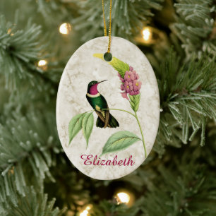 Amethyst Throated Hummingbird-Ornament Keramik Ornament
