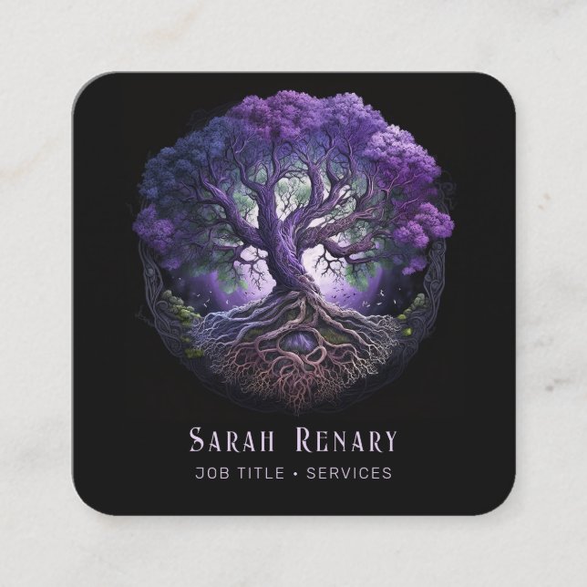Amethyst Tree of Life Quadratische Visitenkarte (Vorderseite)
