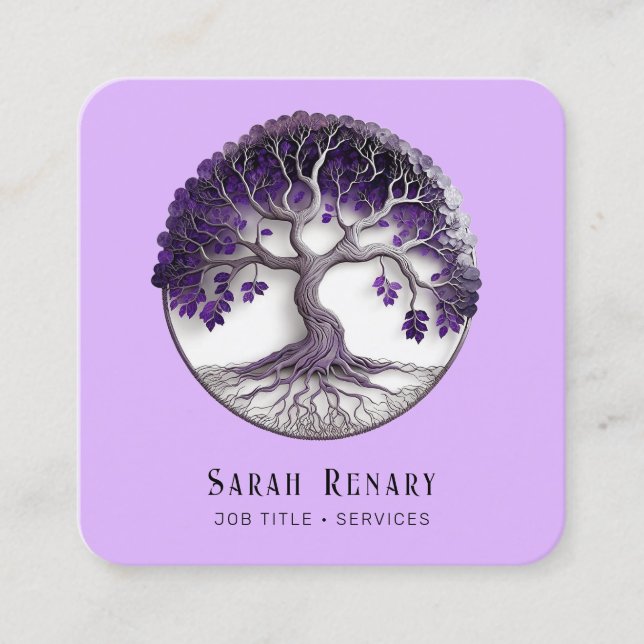 Amethyst Tree of Life Quadratische Visitenkarte (Vorderseite)