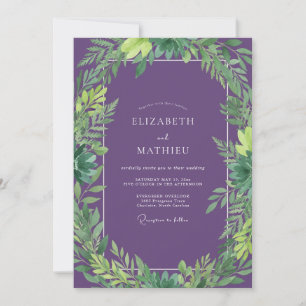 Amethyst-Tropische-Blumenhochzeit Einladung