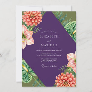 Amethyst-Tropische-Dahlien-Hochzeit Einladung
