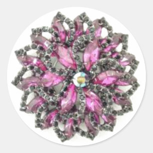 Amethyst und Black Diamonds Brooch Runder Aufkleber