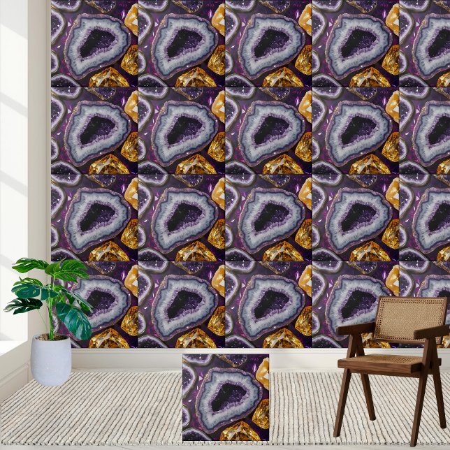 Amethyst und Citrine Geode Tile Fliese (Amethyst and Citrine Geode Tile)