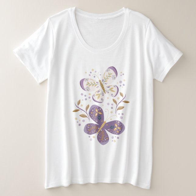 Amethyst- und Goldschmetterlinge Große Größe T-Shirt (Design vorne)