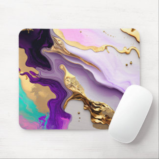 Amethyst- und Rosé-Marmor mit flüssigem Gold Mousepad