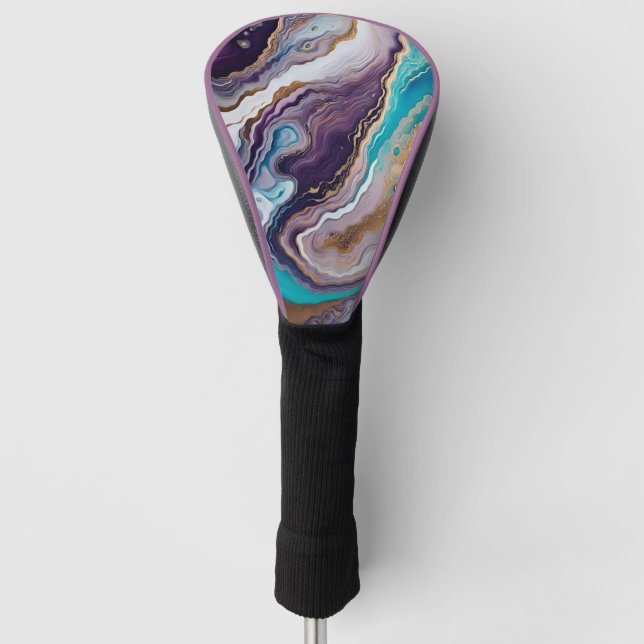 Amethyst und Türkis Abstrakt Golf Headcover (Vorderseite)