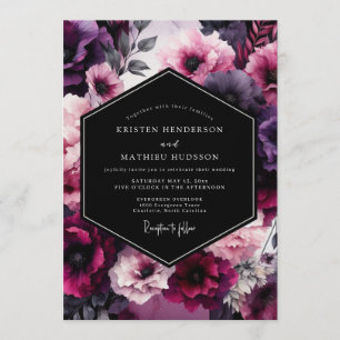 Amethyst-Velvet-Blütenhochzeit Einladung