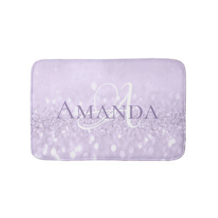 Amethyst Violet PurplePastel Glitzer Name Monogram Badematte
