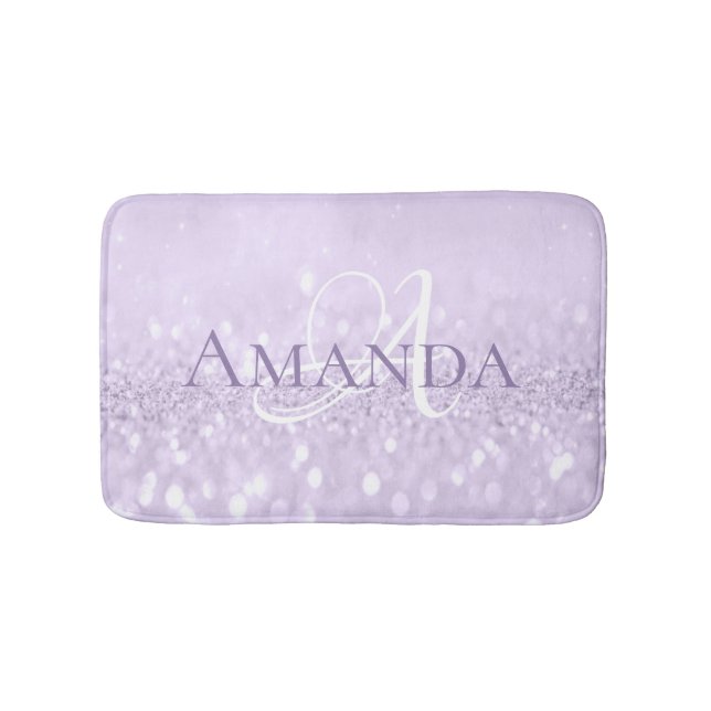 Amethyst Violet PurplePastel Glitzer Name Monogram Badematte (Vorderseite)