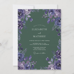 Amethyst-Wald-Blütenhochzeit Einladung