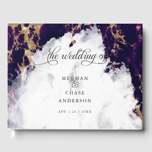 Amethyst Watercolor Geode BarefootBride™ Gästebuch (Vorderseite)