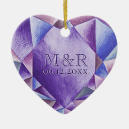 Amethyst Watercolor Herz 33. Hochzeitstag Keramik Ornament
