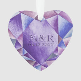 Amethyst Watercolor Herz 33. Hochzeitstag Ornament