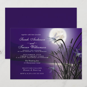 Amethyst Wedding Full Moon Dragonfly Pond Einladung