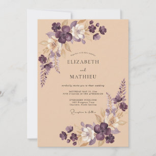 Amethyst-Weichblüten-Hochzeit Einladung