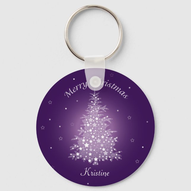 Amethyst Weihnachtsbaum-Schlüsselanhänger schimmer Schlüsselanhänger (Vorderseite)