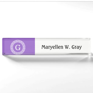 Amethyst weißes griechisches SchlüsselRnd Namensplakette
