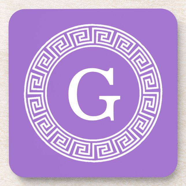 Amethyst Welch griechischer Schlüsselrahmen erste  Getränkeuntersetzer (Vorderseite)