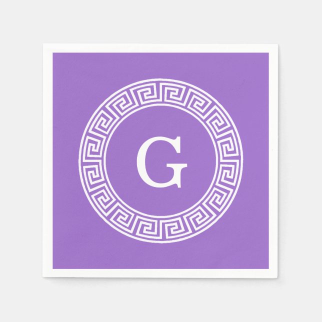 Amethyst Welch griechischer Schlüsselrahmen erste  Serviette (Vorderseite)
