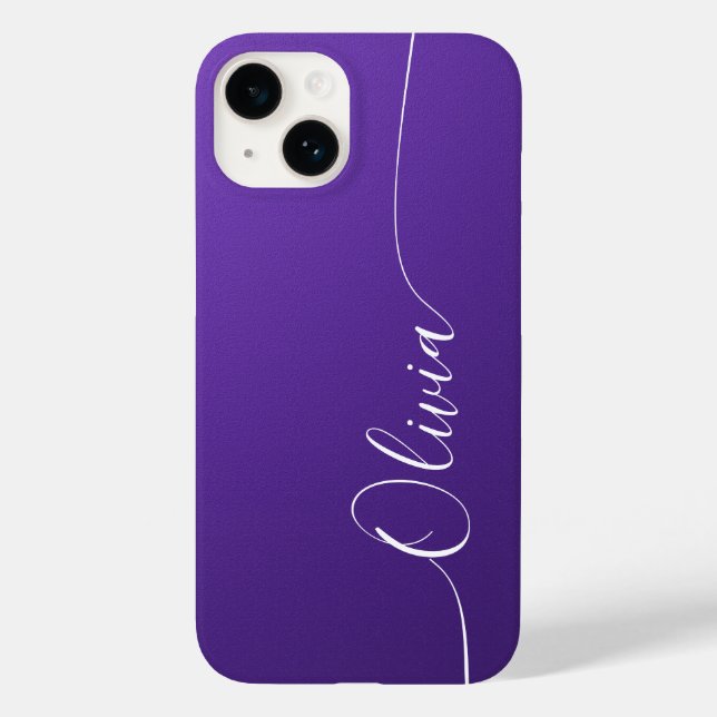 Amethyst White Elegant Calligrafy Script Name Case-Mate iPhone 14 Hülle (Rückseite)