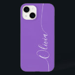 Amethyst White Elegant Calligrafy Script Name Case-Mate iPhone 14 Hülle<br><div class="desc">Amethyst Elegant White Calligraphy Script Custom Personalisiert Name iPhone 14 Smart Phone Cases bietet ein modernes und trendiges,  einfaches und stilvolles Design mit Ihrem personalisierten Namen in eleganter handgeschriebener Kalligraphie Schrift Typografie auf einem amethystischen Hintergrund. Entworfen von ©Evco Studio www.zazzle.com/store/evcostudio</div>