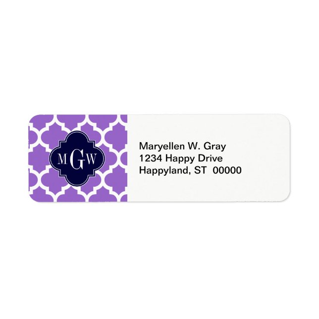 Amethyst White Marokcan #5 Navy 3 Initial Monogram (Vorne)