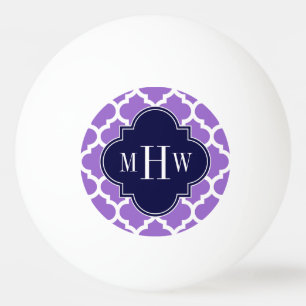 Amethyst White Marokcan #5 Navy 3 Initial Monogram Tischtennisball
