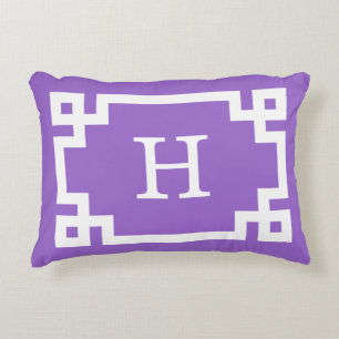 Amethyst Wt Griechisches Schlüssel Rahmen #2 Initi Dekokissen