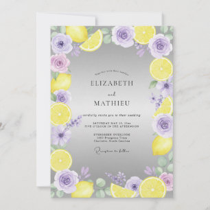 Amethyst-Zitrone-Frucht-Eukalyptus-Hochzeit Einladung