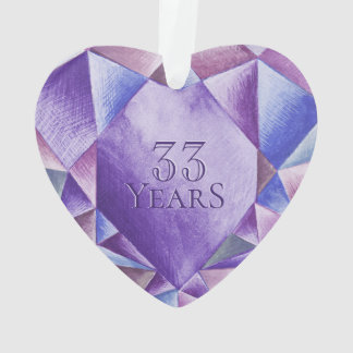 Améthyste Aquarelle Coeur 33e anniversaire Mariage