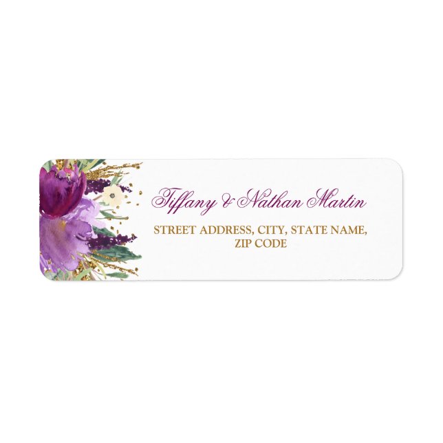 Améthyste Floral Améthyste Mariage Étiquettes de a (Devant)