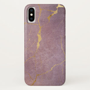 Améthyste violet avec Gold Marbl iPhone / coque ip