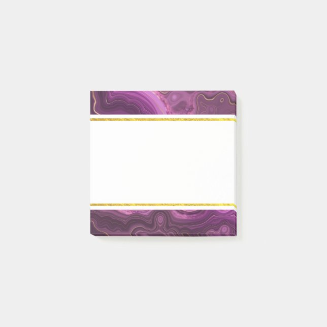 Améthyste Violet Et Agate Abstrait Or Post-it Non (Devant)