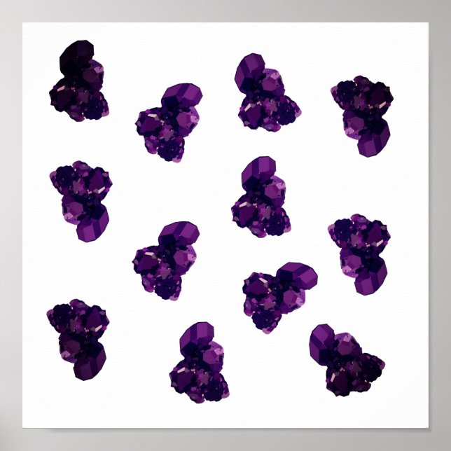 Ametyst Stones, Lila Amethyst Vektor Art Poster (Vorne)