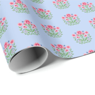 Amherst Floral Print on Blue  Geschenkpapier