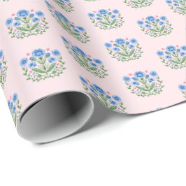 Amherst Floral Print on Pink Geschenkpapier