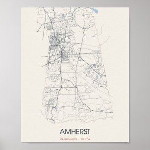 Amherst Massachusetts Straßenkarte Poster