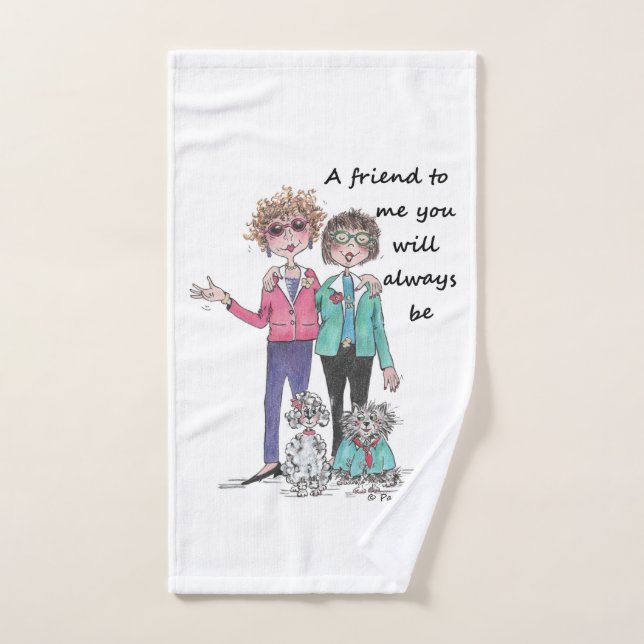 Ami à moi, dicton chaleureux de deux amis, croquis (Serviette à main)