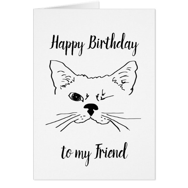 Ami Anniversaire Humour Citation Winking Chat Fun (Devant)