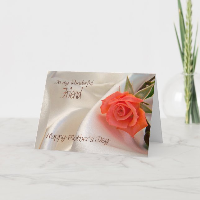 Ami, une carte de fête des mères avec une rose ros (Devant)