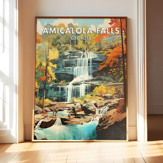 Amicalola Falls Georgia Poster Art Druck, Retro Na