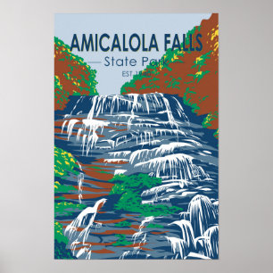 Amicalola Falls Staat Park Georgia Vintag Poster
