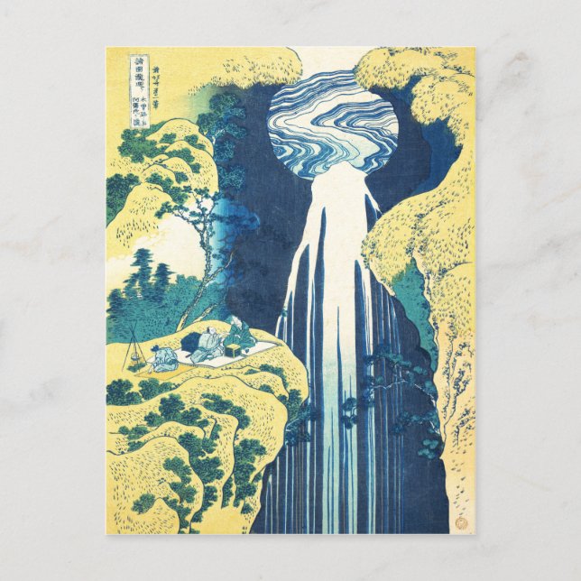 Amida fällt (Katsushika Hokusai 19. Jahrhundert) Postkarte (Vorderseite)