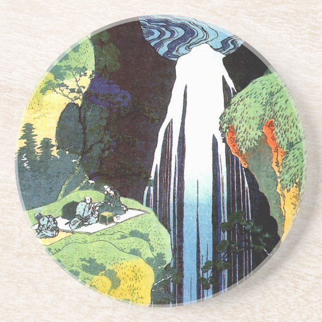 Amida Waterfall, Hokusai japanische Kunstkunst Sandstein Untersetzer (Vorne)